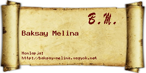 Baksay Melina névjegykártya